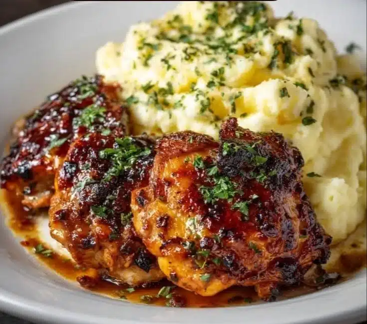 Chipotle Honey Chicken Thighs with Smoked Gouda Mashed Potatoes | Easy Dinner Recipes