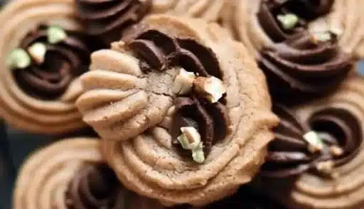 Chocolate chip cookies with instant coffee on a baking tray.