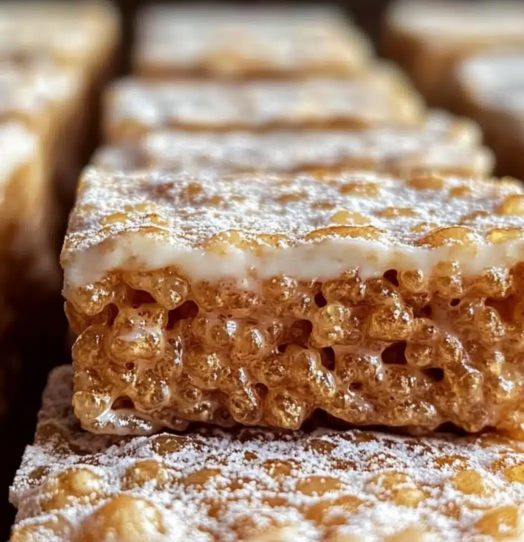 Delicious Gingerbread Rice Krispie Treats showcased on a festive plate.