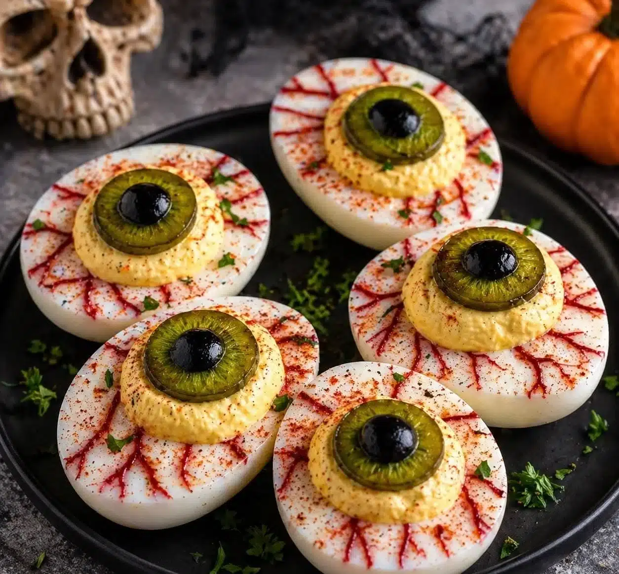 Creepy Halloween deviled eggs appetizer recipe PDF download