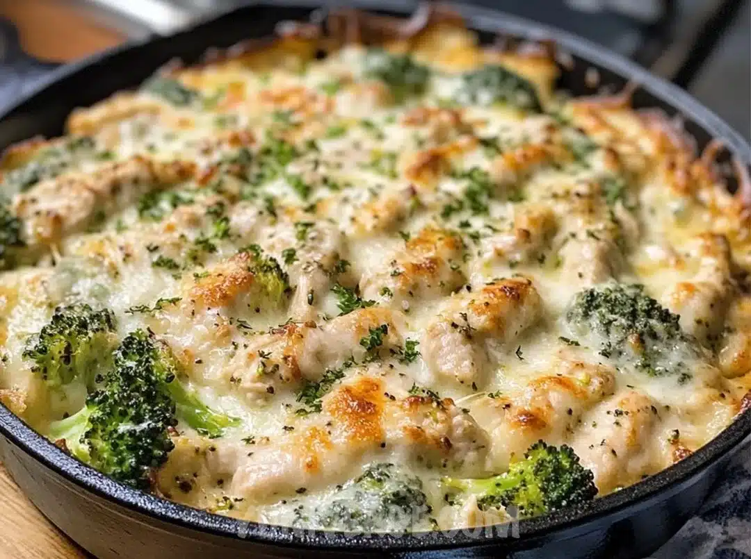 Keto Chicken Alfredo Broccoli Bake – Creamy, Cheesy & Family-Friendly!