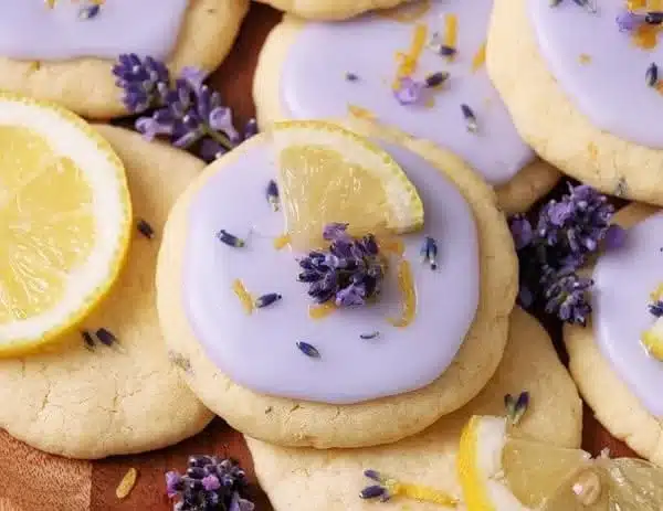 Lemon Lavender Cookies arranged beautifully on a platter