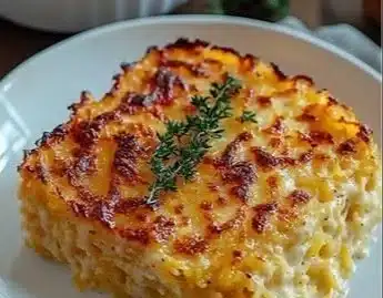 Healthy spaghetti squash au gratin dish topped with melted cheese