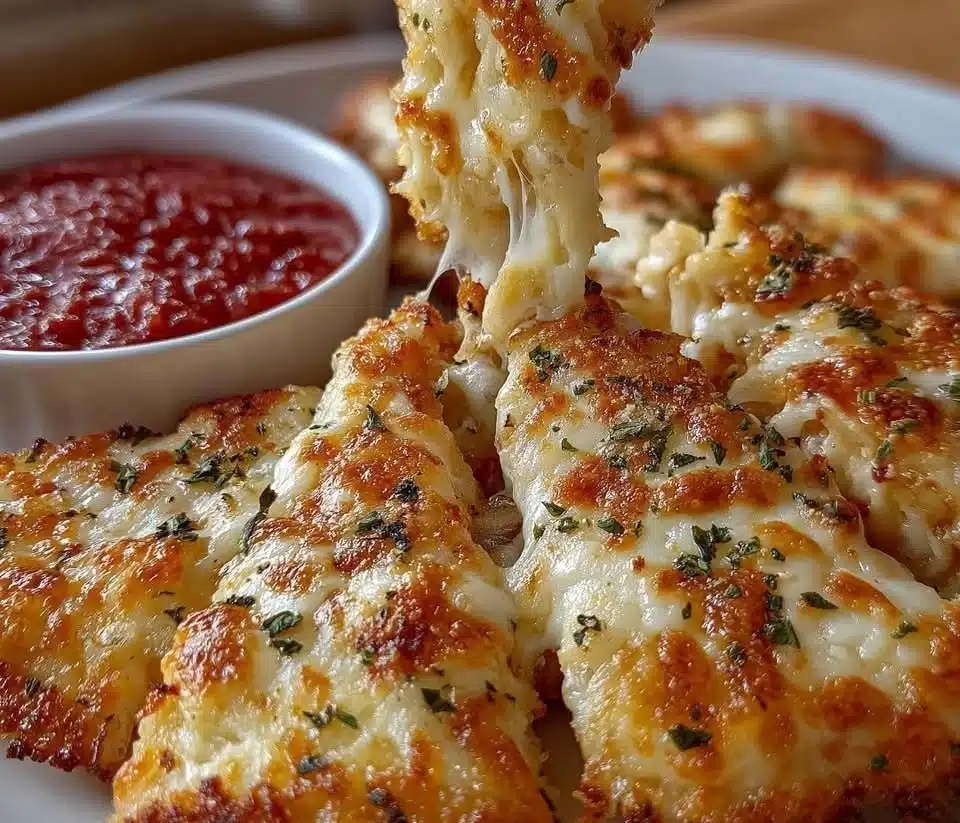 Crispy cottage cheese pizza shards served on a plate