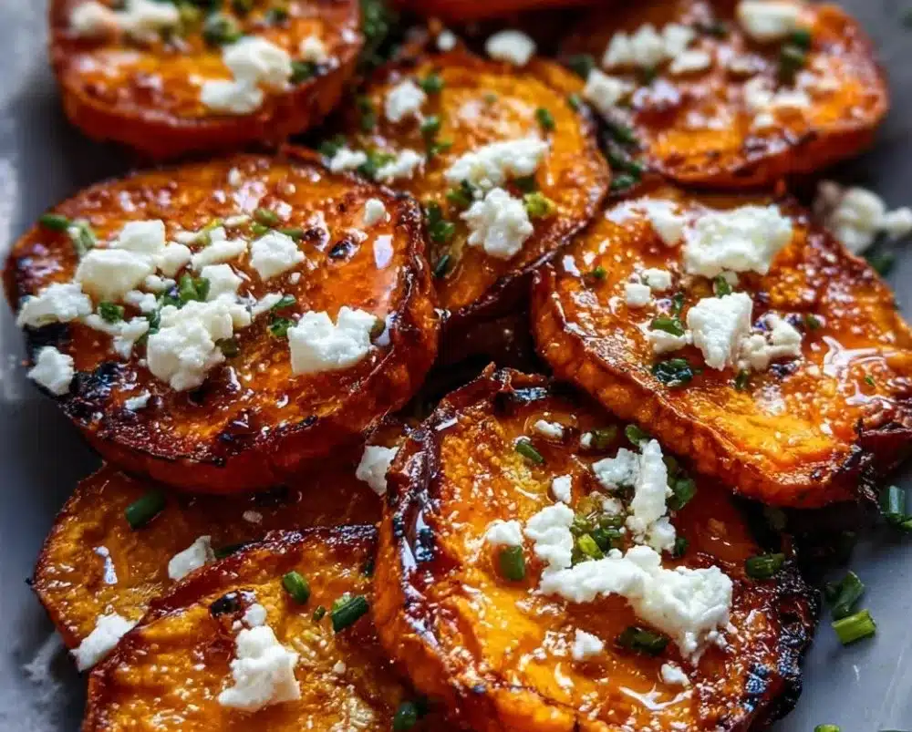 Mediterranean Appetizer Recipe: Roasted Sweet Potato Rounds With Honey Feta