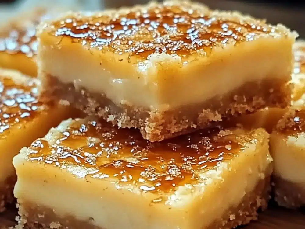 Delicious crème brûlée cookie bars with a golden caramelized topping