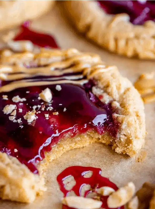 Delicious homemade Peanut Butter and Jelly Cookies on a plate