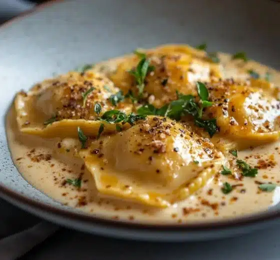 Pumpkin Ravioli with Brown Butter Sauce