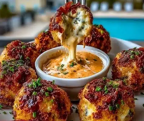 Delicious Reuben Ball with Thousand Island Sauce served as a tasty appetizer.