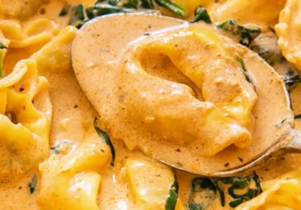 TORTELLONI WITH CREAMY TOMATO SAUCE AND SPINACH